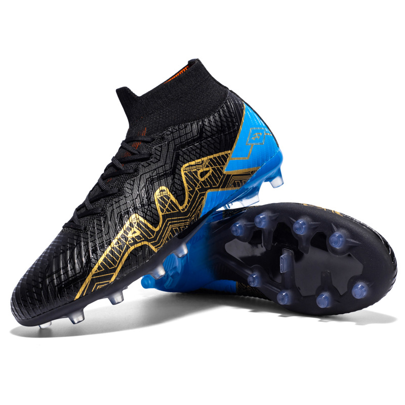 Cross-border foreign trade leather football shoes men's high-top AG spikes youth student training shoes _voghion.com