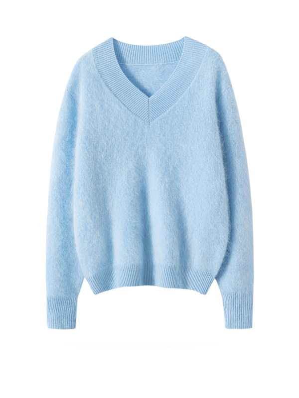 Cashmere Base Layer Cashmere Sweater for Women, Seamless Long-Sleeve Collar, Fleece Pull, Autumn and Winter Casual Knit, Loose Ribbed