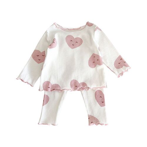 Spring and Autumn Style Round Dot Children's Pajama Set for Fall and Winter, Korean Version, Stylish Two-Piece Home Wear for Older Children