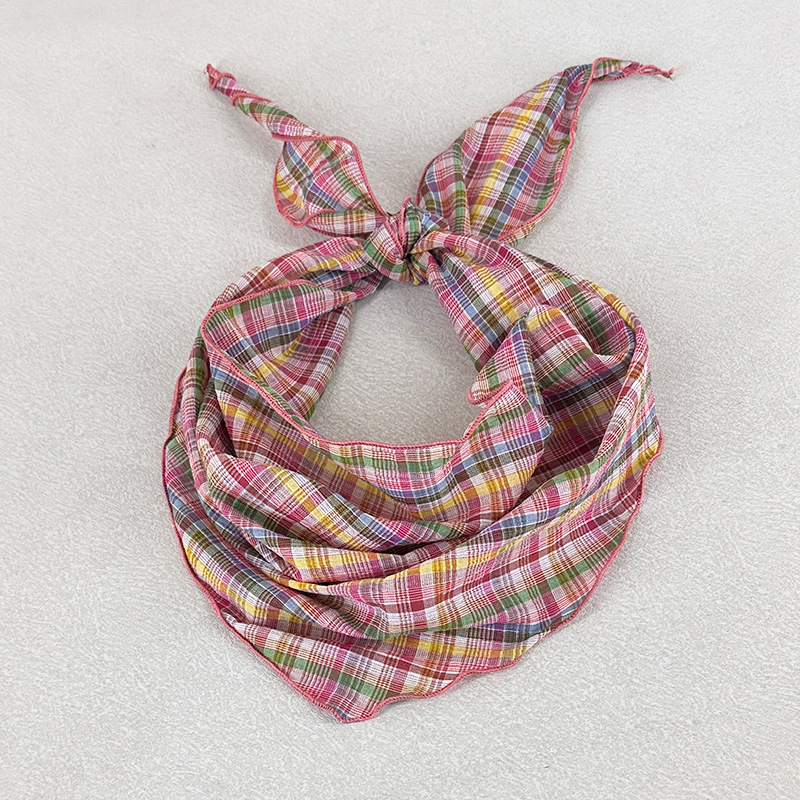 Spring and Summer Dopamine Color Triangle Scarf Women's Retro Girl's Turban Pastoral Style High-grade Photo Small Silk Scarf Headwear