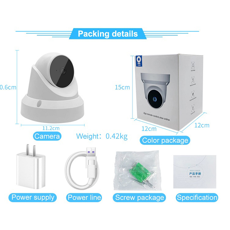 V380 inalámbrico WIFI cámara hemisférica cámara transfronteriza de voz bidireccional intercom IP cámara wifi