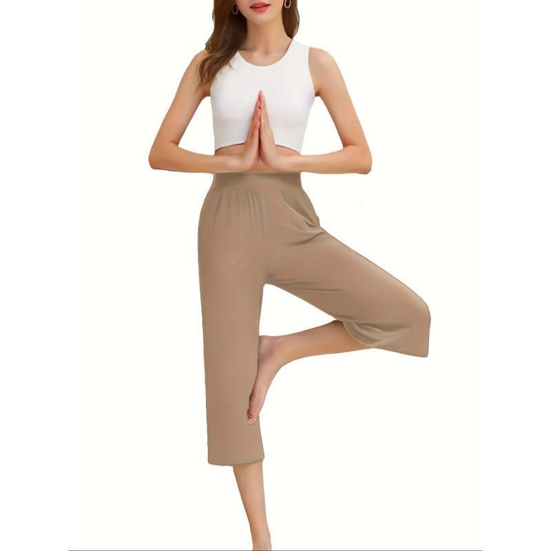 2025 New Cross-Border Dropshipping 3-Piece Set of Women's High-Waisted Yoga Capri Pants with Pockets