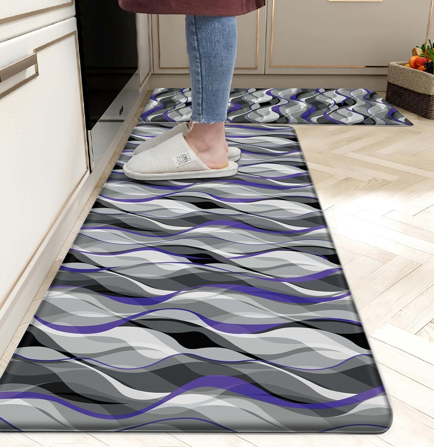 Cross-Border Amazon Creative Abstract Pattern Floor Mats for Home Kitchen Non-Slip Oil-Absorbing and Water-Absorbing Easy-Care Floor Mat Set
