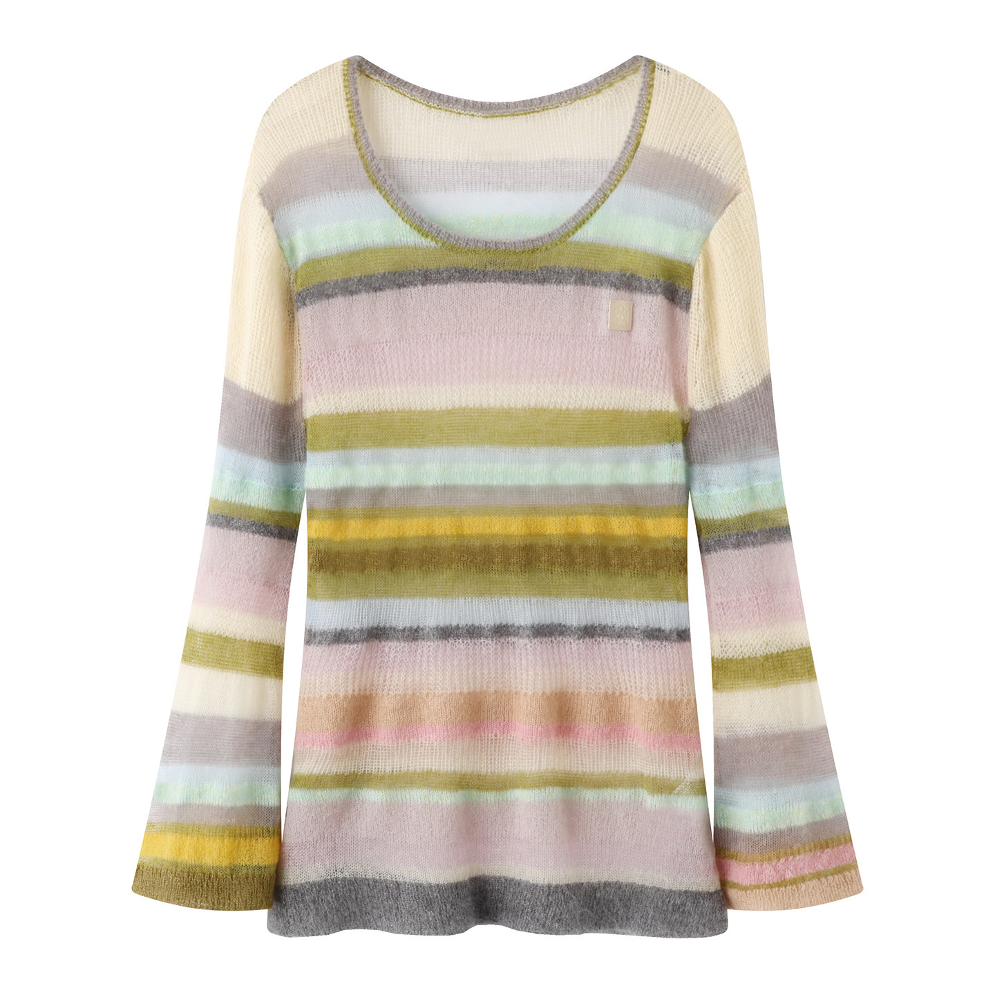 现货  2025秋季新款女休闲时尚百搭气质宽松彩色条纹针织衫2J3E44