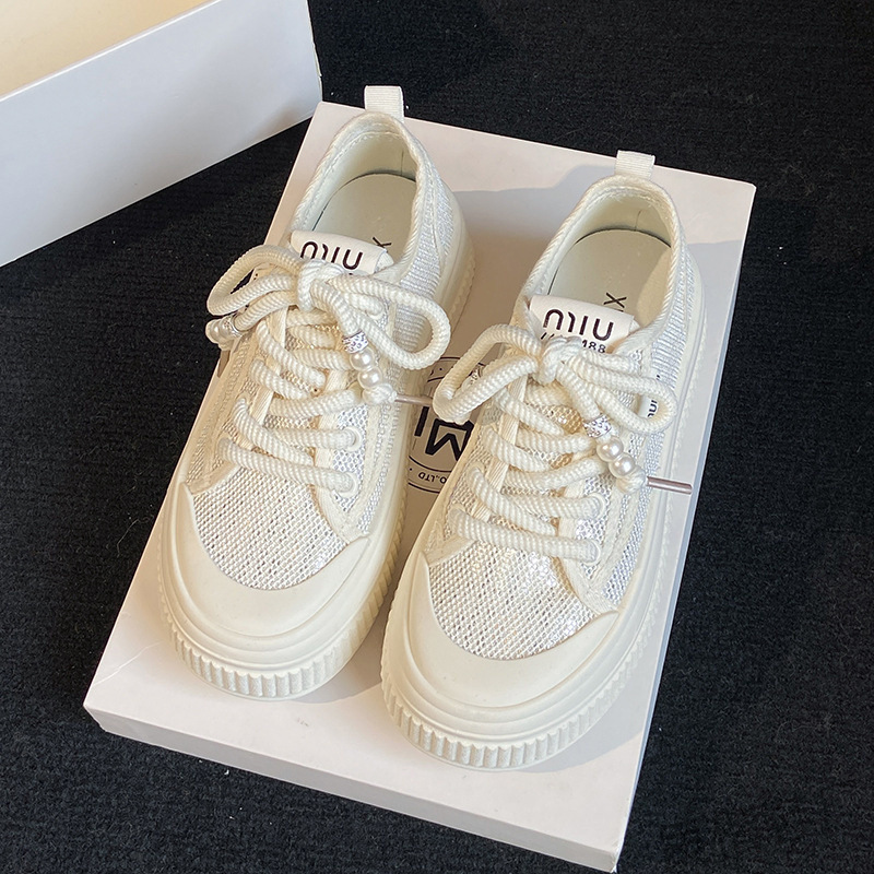 晋江大厂厚底帆布鞋女2025新款夏季薄款配裙子网面透气网鞋厚底百