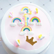 烘焙蛋糕软胶彩虹装饰星星 节日生日情景摆件材料单面装饰
