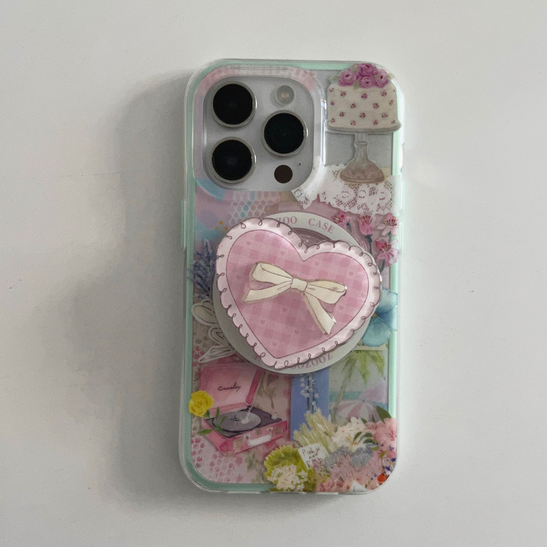 Xiaozhong Flower Love Bowknot para iPhone16 funda para teléfono móvil 15ProMax magnetic 14Pro femenino 13 nuevo