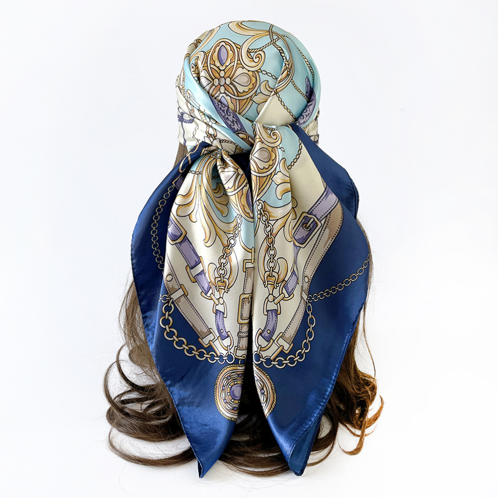 Classic Chain Printed Silk Square Scarf For Women Fashion Accessory_voghion.com