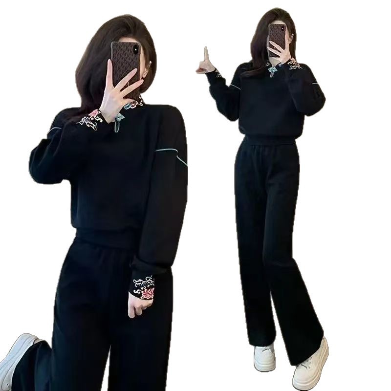 新中式衣服女套装春秋季新款设计感卫衣宽松显瘦休闲运动服两件套|undefined