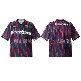 GLFS美式潮牌徽章字母印花成人足球服泰版比赛服球员版男女短袖t