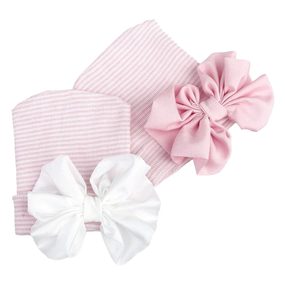 2018 European and American Chiffon Big Bow Fetal Cap Newborn Baby Knitted Hat Baby Fashion Cute Hat Infant