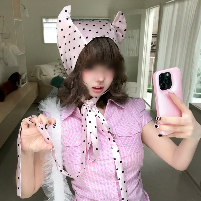 人気の西洋風ドーパミン小悪魔ストラップ速乾性抗UV帽子かわいい小さな耳薄い写真撮影用帽子|undefined