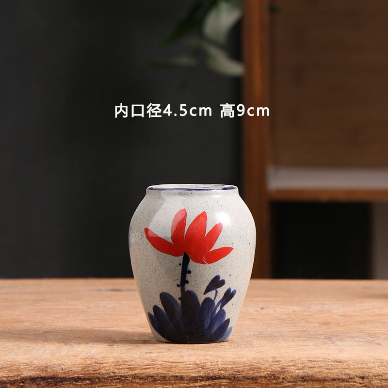 Mini maceta carnosa azul y blanco pintada a mano, cerámica, arcilla doméstica simple, arcilla gruesa, maceta de cerámica pequeña, liquidación, venta al por mayor
