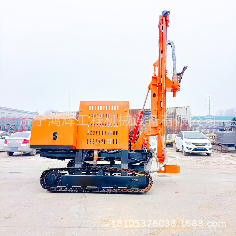 高原山地光伏钻机 履带式螺旋钻打桩机 高低腿坡度引孔 液压滑架
