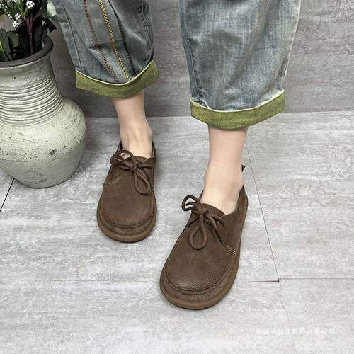 Spring and summer new new single-layer shoes for women, artistic casual, retro national style, low-heeled, flat round head new shoes