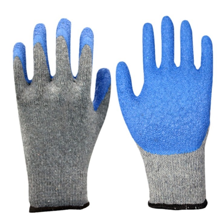 Diez agujas de látex arruga guantes grises sumergidos guantes de trabajo antideslizantes resistentes al desgaste para el sitio de construcción al por mayor