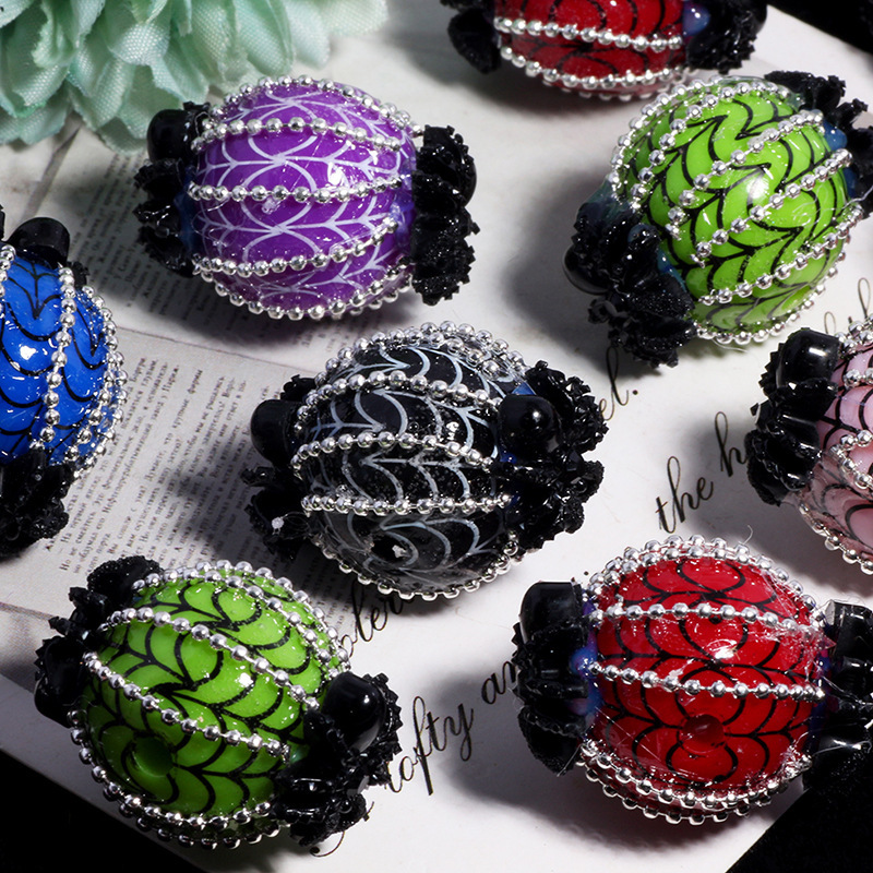 Personalized Black Spider Web Beads with Straight Holes for DIY Phone Chains, Key Chains, and Bag Chains Accessories Wholesale Personalized Black Spider Web Beads with Straight Holes for DIY Phone Chains, Key Chains, and Bag Chains Accessories Wholesale