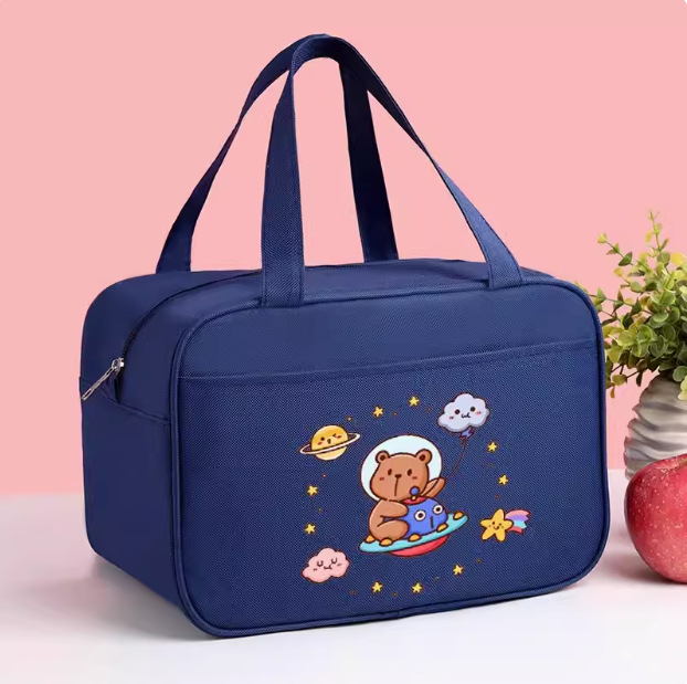 Bolsa de lonchera de aislamiento de gran capacidad de dibujos animados Bolsa de almuerzo portátil para estudiantes masculinos y femeninos Bolsa de almuerzo de papel de aluminio grueso Bolsa de aislamiento