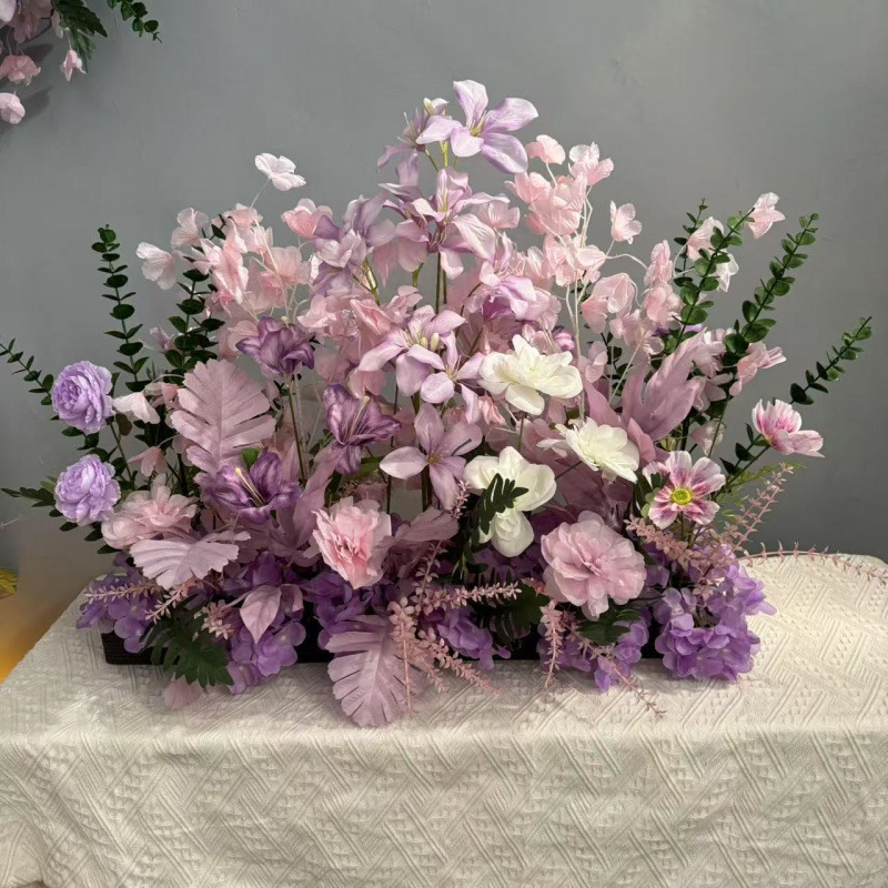 升级大尺寸订婚仿真花排花仿真绢花成品装饰尤加利花排台路婚礼|undefined