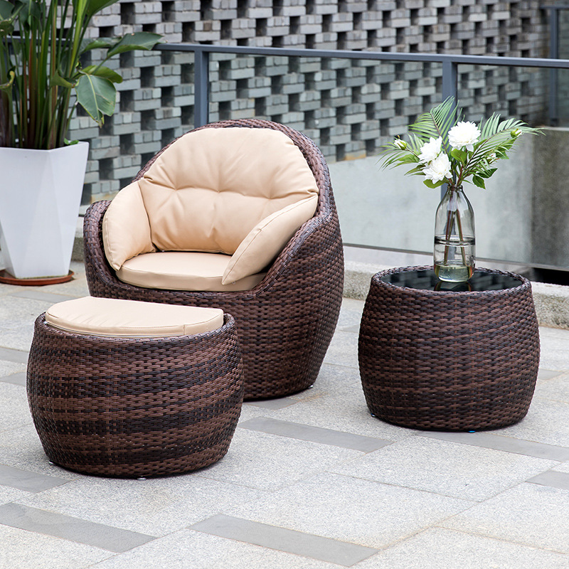 Sofá de exterior para ocio, conjunto de tres piezas para patio de villa, balcón, hotel, resort, jardín, impermeable y resistente al sol.