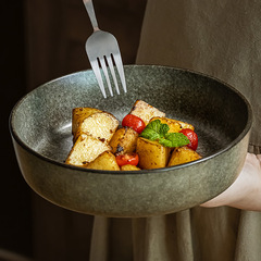 Super artistic plate, retro salad plate, soup plate, high-end ceramic bowl, restaurant commercial dinner plate, slightly flawless