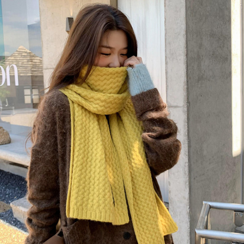 Fashionable scarf for women, autumn and winter cashmere-like imitation, simple and versatile, warm-keeping, thick cashmere-style scarf, solid color, casual, student shawl