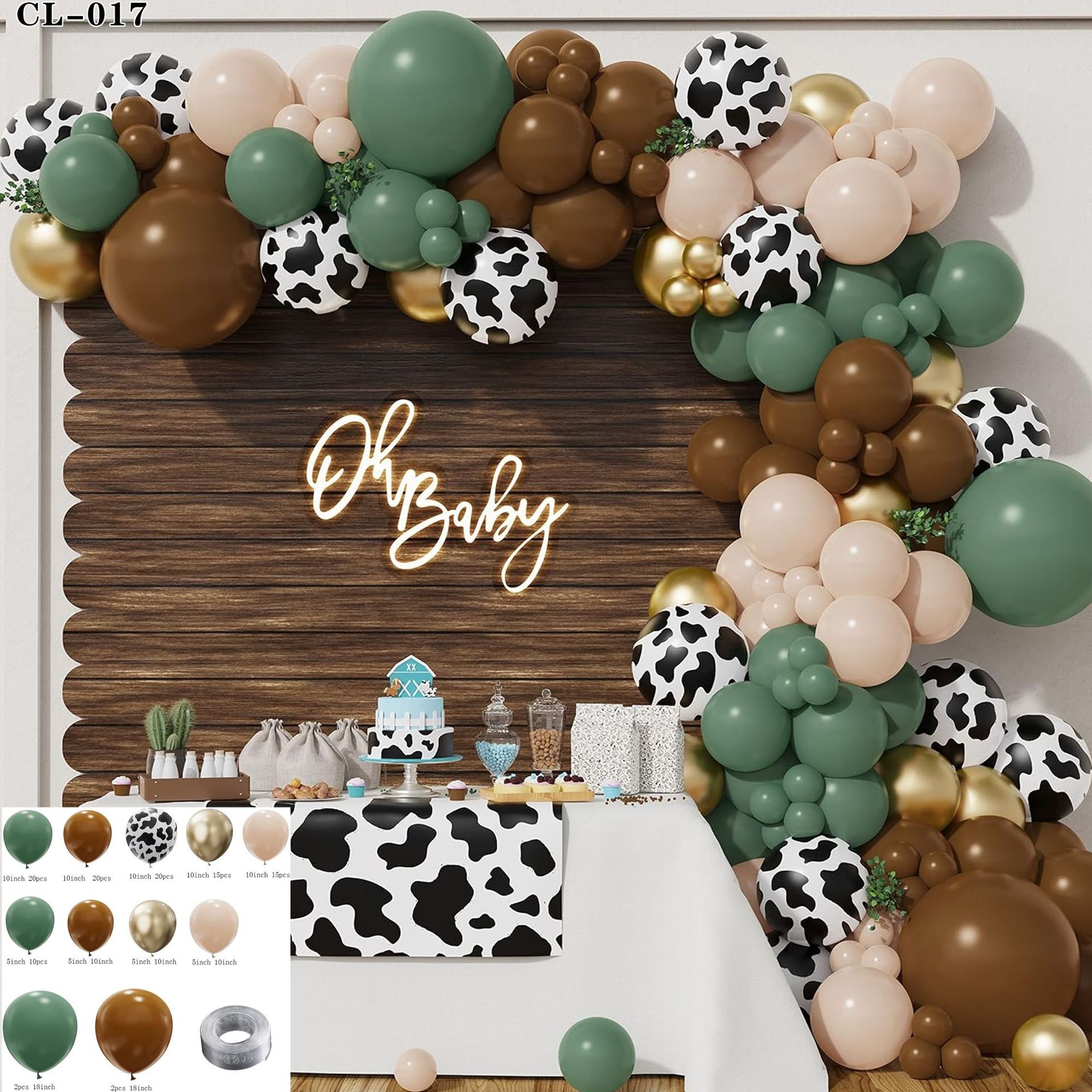 Cruz-frontera serie bosque bola verde cadena traje niños cumpleaños tema Fiesta decoración selva diseño globos