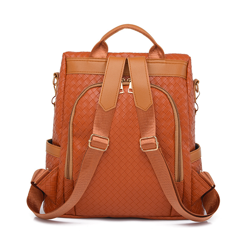 Mochila antirrobo casual de moda transfronteriza nuevo bolso de hombro tejido mochila de viaje de viaje de gran capacidad