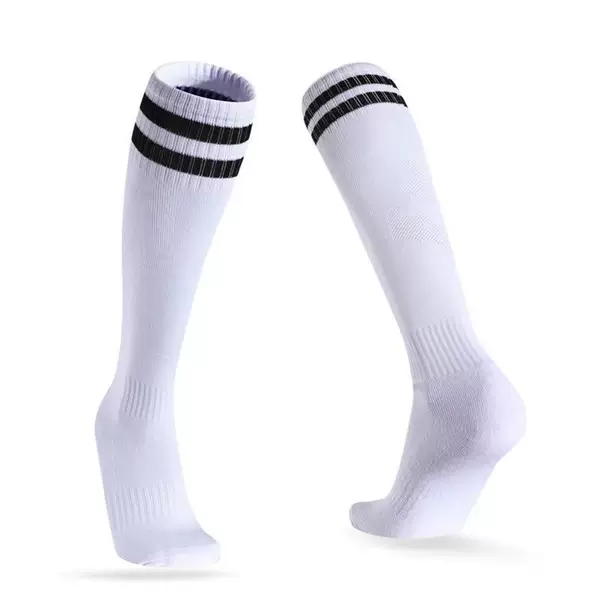 Cross-Border Thin Football Socks, High-Elastic Textile Long Sports Socks for Adults, Children's Football Socks with Three Horizontal Lines
