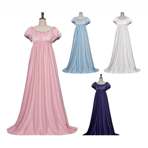 Bridgerton Satin Vintage Dress Medieval Retro Ball Gown Long Dress Cosplay Stage Performance Bridgerton Satin Vintage Dress Medieval Retro Ball Gown Long Dress Cosplay Stage Performance