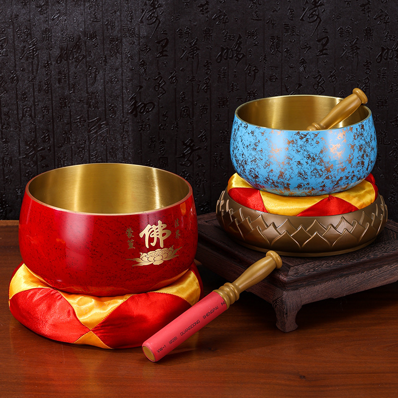 佛堂用品颂钵铜庆日式铜罄法器佛具铜磬黄铜光身化缘钵冥想佛音碗