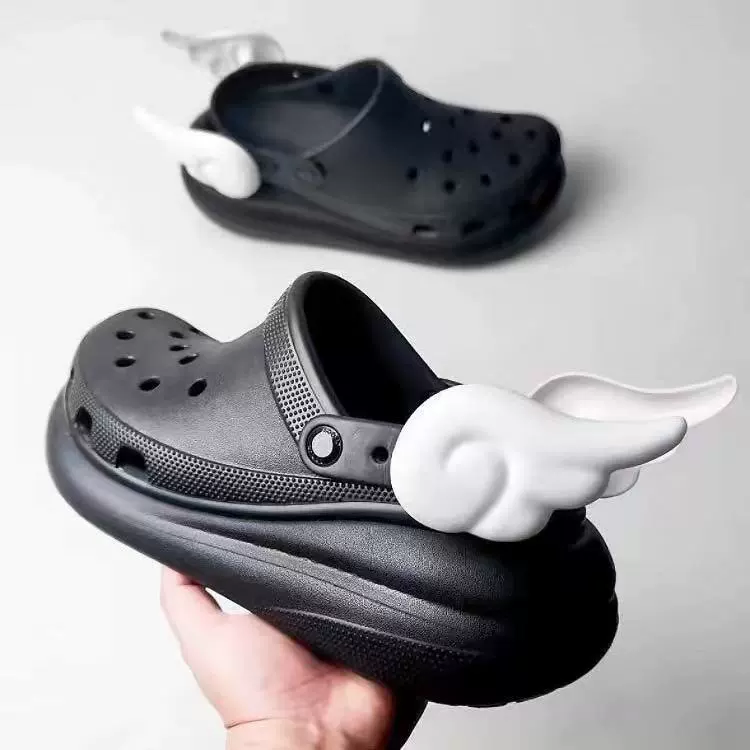 Модные сланцы в стиле Crocs, трехмерный аксессуар, съемные ангельские крылышки ручной работы, DIY