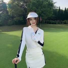 K3O2023年新款高尔夫套装休闲运动POLO衫长袖上衣女网球裙