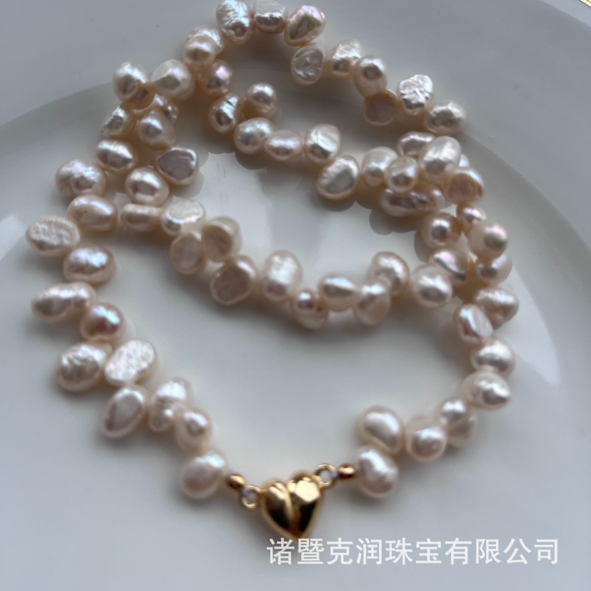 Freshwater Pearl Irregular Pearl Necklace Niche Design Ins Style Heart Clavicle Chain White Pearl