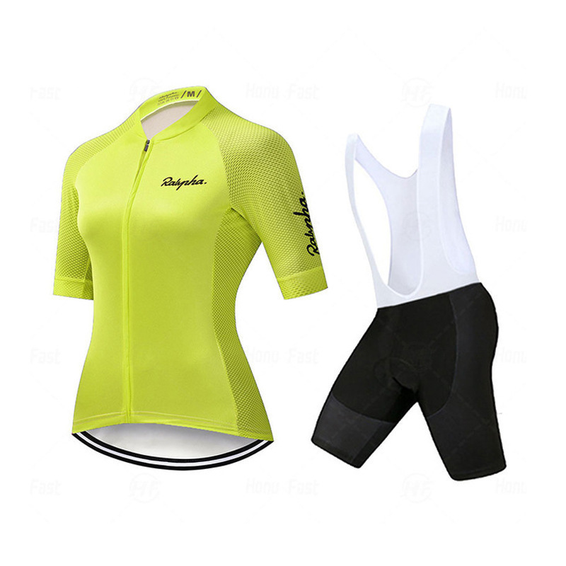Cross-border New RAPHA Women's Short-sleeved Riding Suit suit Top Strap Shorts Summer Road Bike Shirt