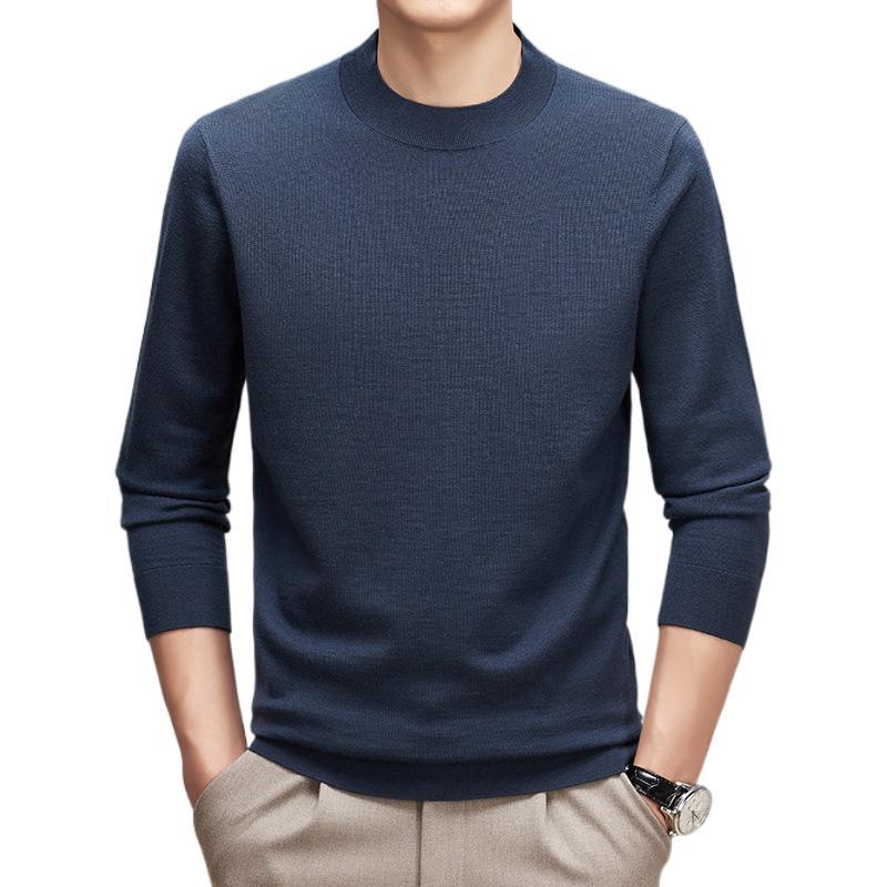 기계 세탁기 48 PCTS 최악의 스웨터 남자의 가을 및 겨울 얇은 순수한 양모 라운드 넥 티셔츠 니트 티셔츠 탑