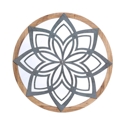 Round wall art wooden decorative wall medallion wall hanging pattern home furnishing decoration wholesale