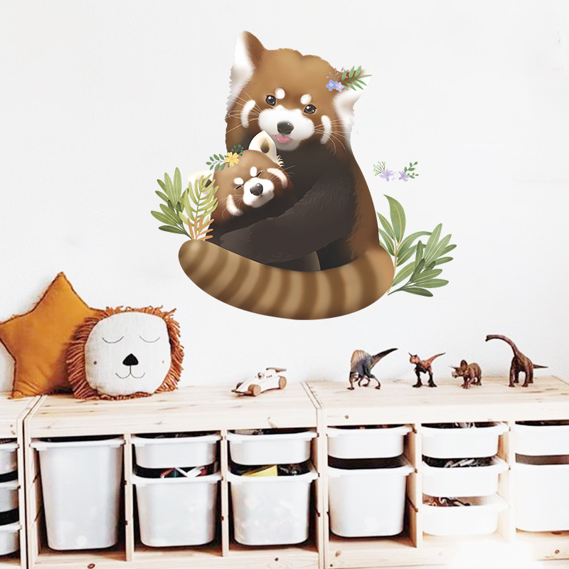 New Cartoon Little Raccoon Mother And Child Wall Sticker display picture 4