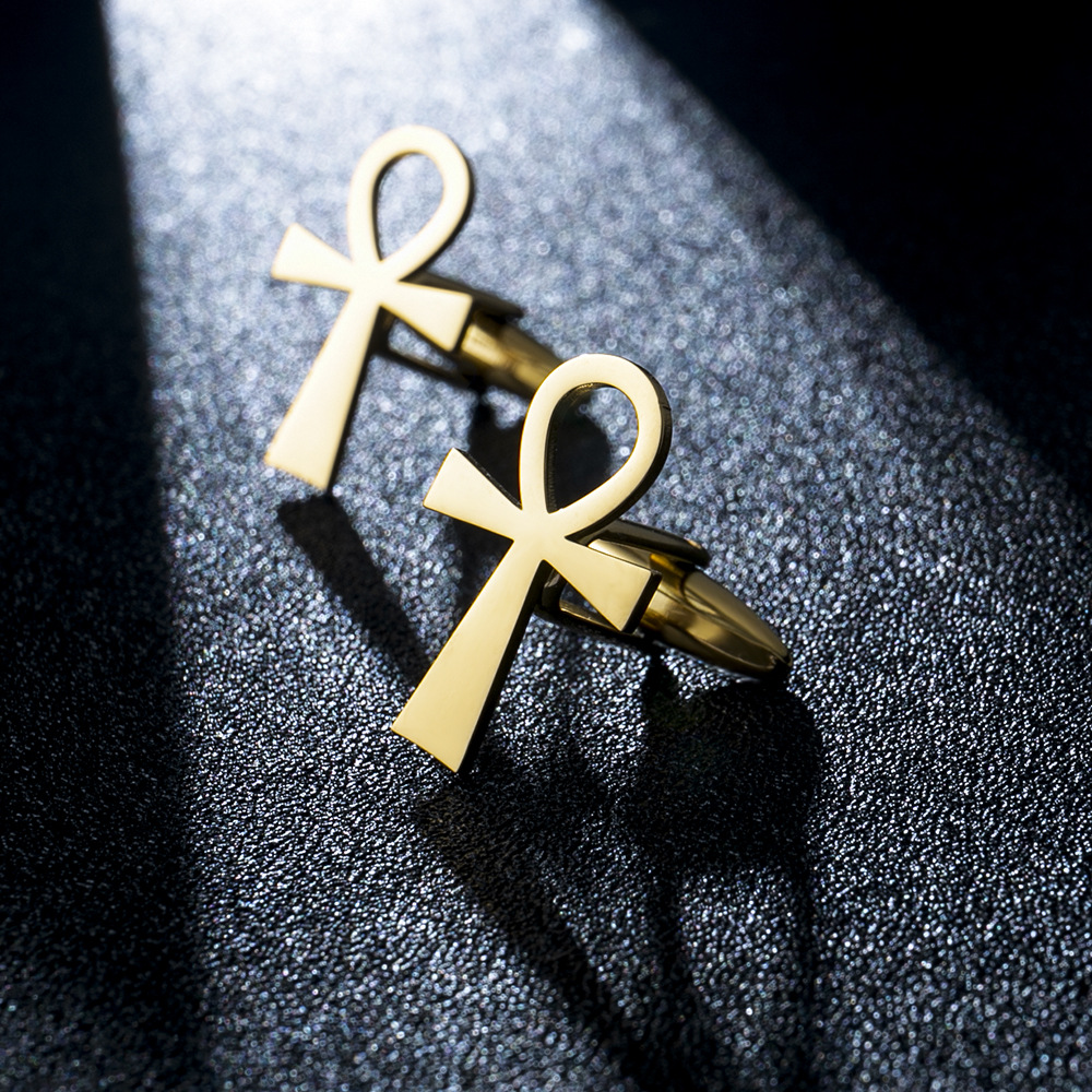 Vintage Ankara Symbol Cufflinks for Men Stainless Steel French Shirt Sleeve Studs Wedding Suit Buttons Business Gifts