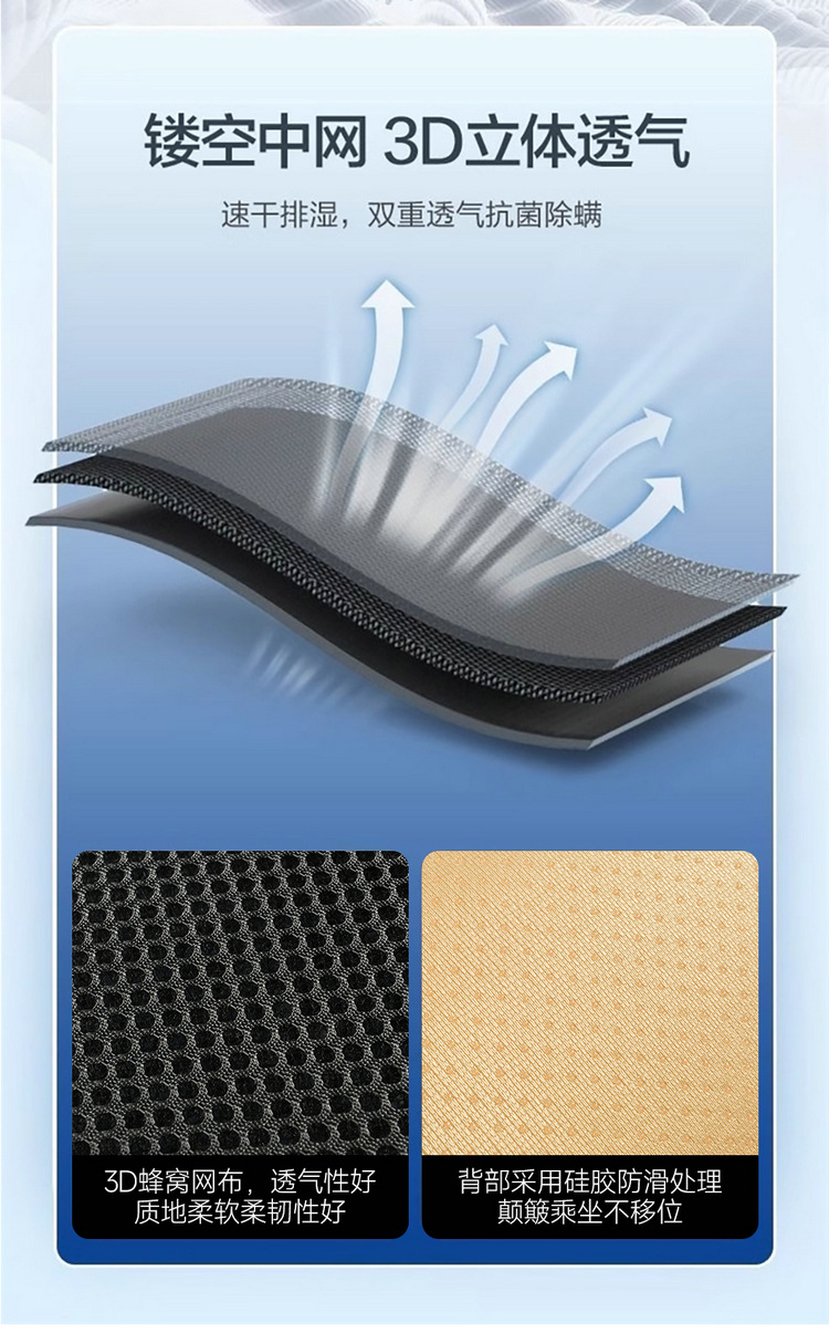 Car Air Blowing Massage Seat Cushion 12V Car Ice Silk Summer 24V Truck Fan Noise Reduction New Ventilation Cooling Seat Cushion
