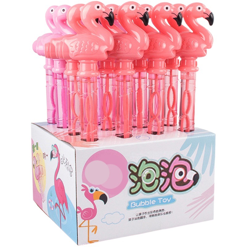 Juguete de verano al aire libre para niños dibujos animados Flamingo Bubble stick burbuja líquida máquina de soplado burbuja de agua pistola de soplado juguete