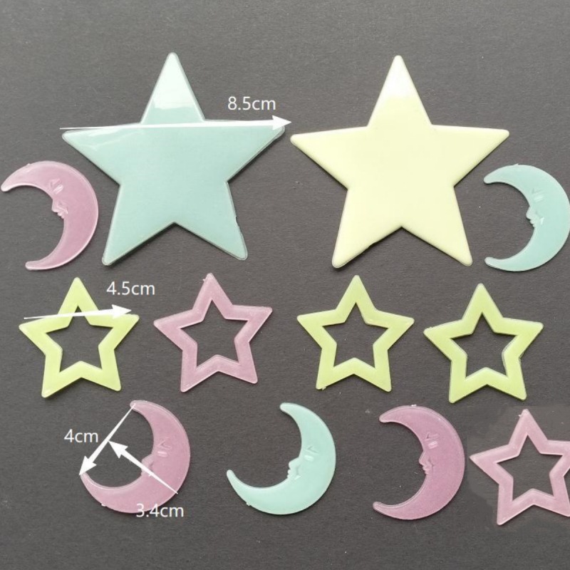 Estrellas de color luna pegatinas de luz nocturna meteoros luminosos pared decoración de ventana fluorescente transfronteriza pegatinas de refrigerador estrella cosmos image 37