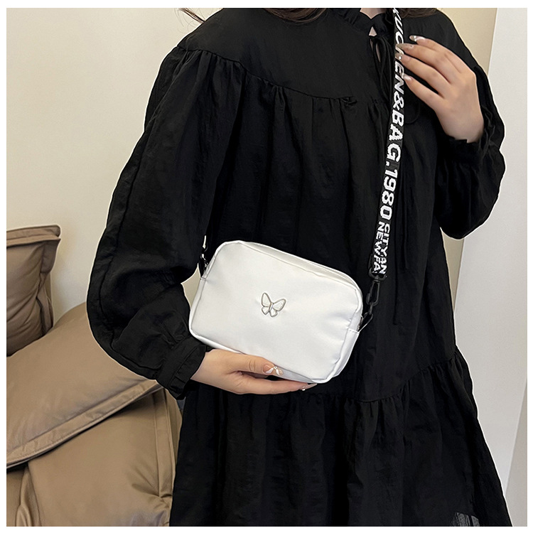 wholesale elegant butterfly simple small bag women's nylon cloth wide shoulder strap underarm bag casual shoulder solid color crossbody bag undefined