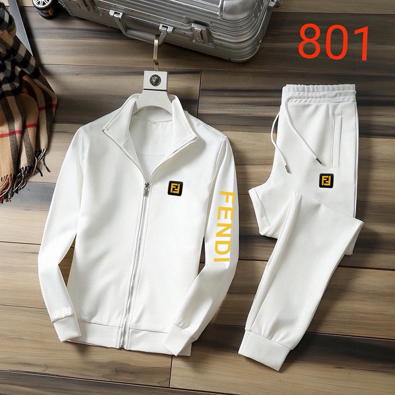 New Autumn and Winter Men's Sports Suit, Black Stand-Up Collar Zipper Jacket and Trousers Two-Piece Set, Fashionable and Luxurious Fendi New Autumn and Winter Men's Sports Suit, Black Stand-Up Collar Zipper Jacket and Trousers Two-Piece Set, Fashionable and Luxurious Fendi