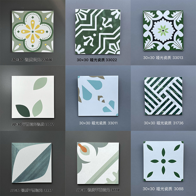 Matte Outdoor Non-Slip Floor Tiles Bathroom Tiles Retro Green Small Floor Tiles 300X300 Colorful Terrazzo Antique Tiles