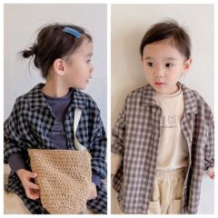 2024 Children's Spring Outfit New Item - Girls' Spring Korean Style Long Sleeve Flannel Shirt - Item Code 21588