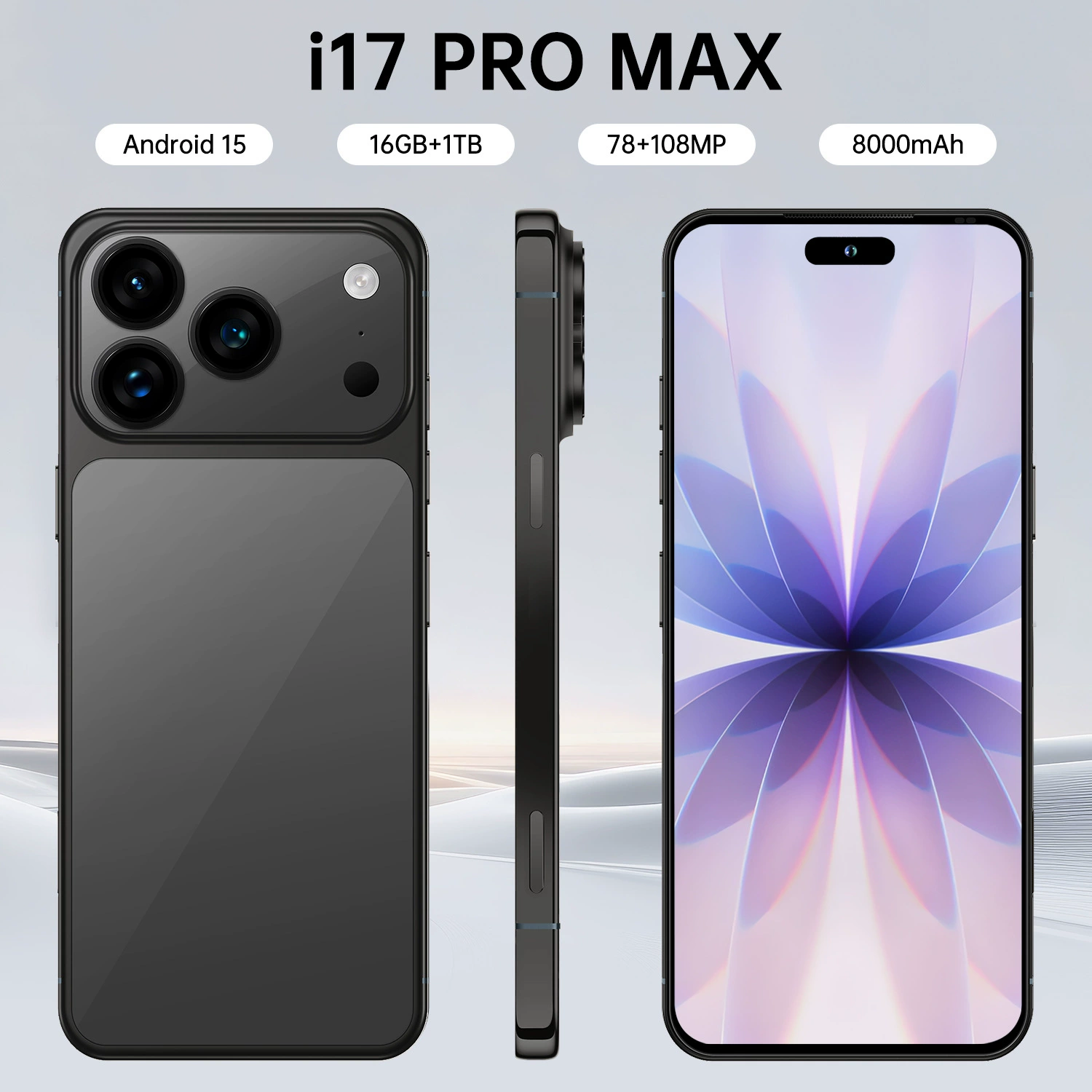Смартфон i17 Pro Max, Intel Core i17, 7,3-дюймовый широкий экран, варианты 16 ГБ + 1 ТБ