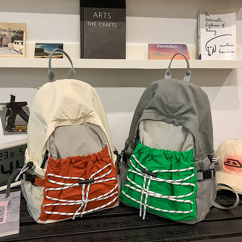 Shake Marvel Tini al aire libre contraste de color simple viento de hombro espalda mochila portátil con cremallera versátil bolso de cubo