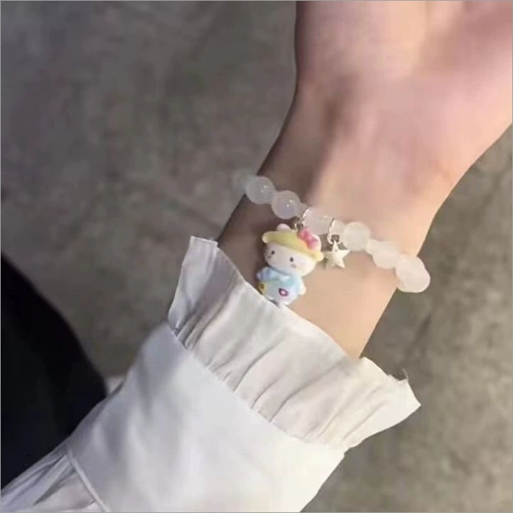 Браслет (Hello Kitty) открытка на День святого Валентина, браслет-подвески с разнообразными бусинами персонажей, лёгкий вес 0,0126 кг