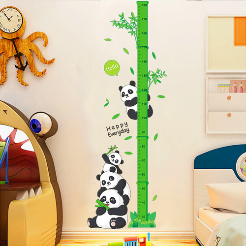 2024 Cute Cartoon Panda Height Measurement Wall Sticker for Kids' Room Classroom Decoration Shopping Mall Atmosphere Arrangement Height Sticker